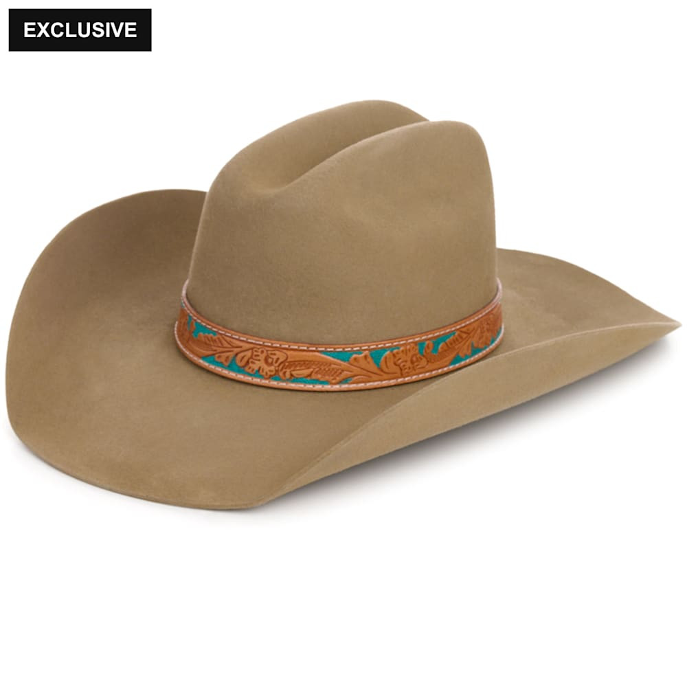 Rockin C Women's Stone Wesley Tooled Leather Band Felt Western Hat | Cavender's