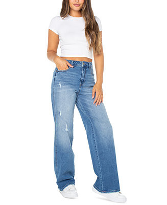 Celebrity Pink Juniors' High Rise Baggy Wide-Leg Curvy Jeans - Macy's | Macy's