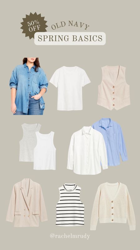 Spring basics from Old Navy - 50% Off



#LTKsalealert #LTKfindsunder50 #LTKstyletip