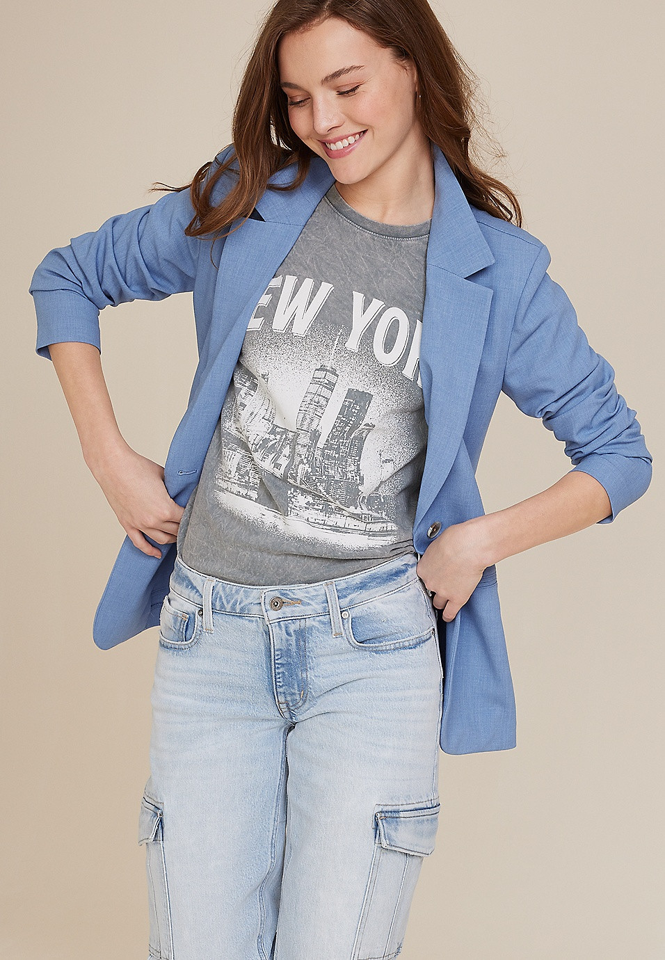 One Button Boyfriend Blazer | Maurices