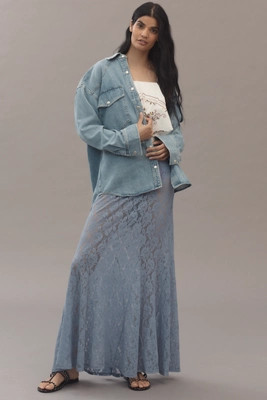 By Anthropologie Sheer Tiered Lace Maxi Skirt | Anthropologie (US)