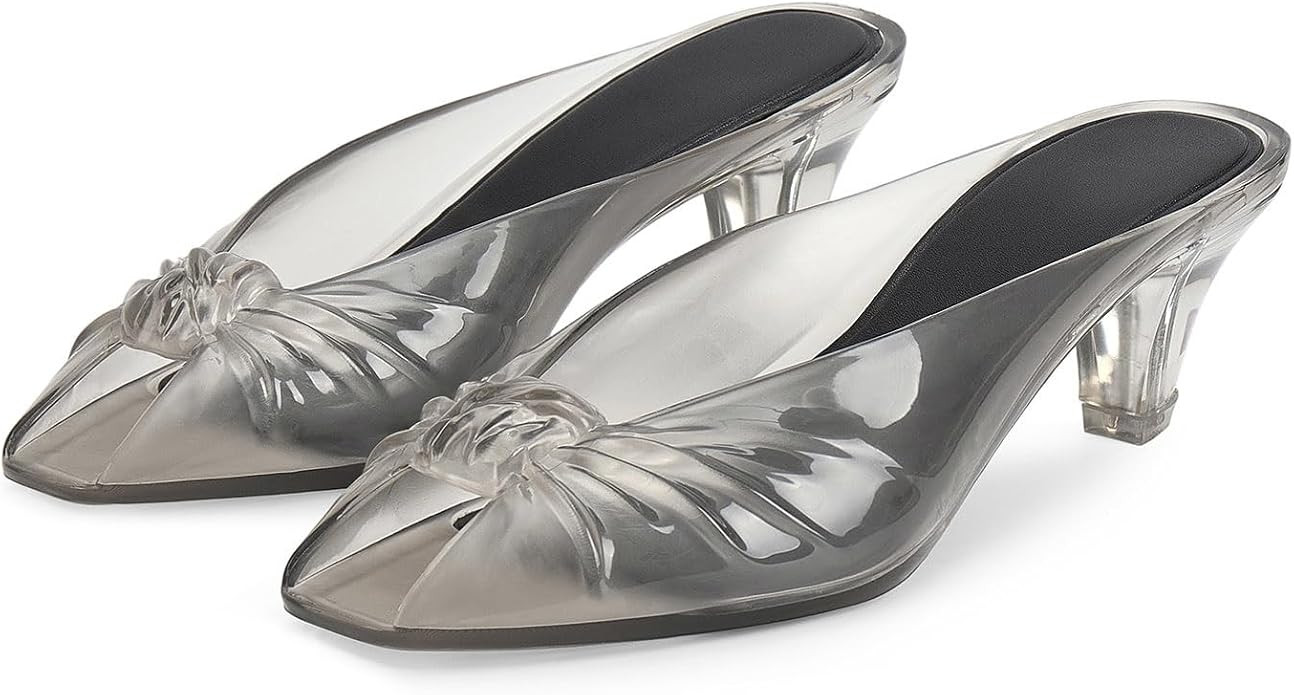 Jelly Sandals for Women Clear Sandals Jelly Shoes Women Kitten Heel Mules Open Toe Slide Pumps Dr... | Amazon (US)