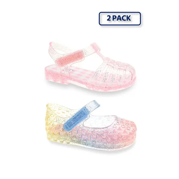 Wonder Nation Baby and Toddler Girls 2 Pack Jelly Sandal | Walmart (US)