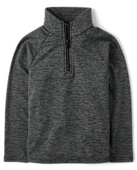 Boys Cozy Active Marl Quarter Zip Pullover - black | The Children's Place