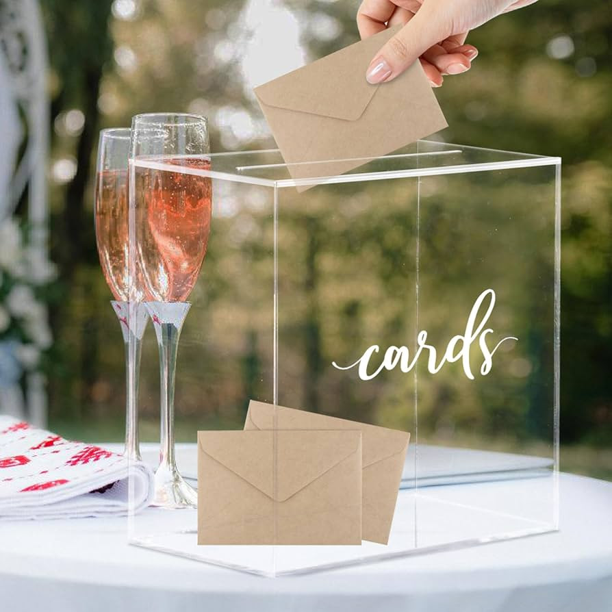 Hooqict Clear Acrylic Wedding Card Box with Slot Large Blank Gift Card Boxes for Reception, Party... | Amazon (US)