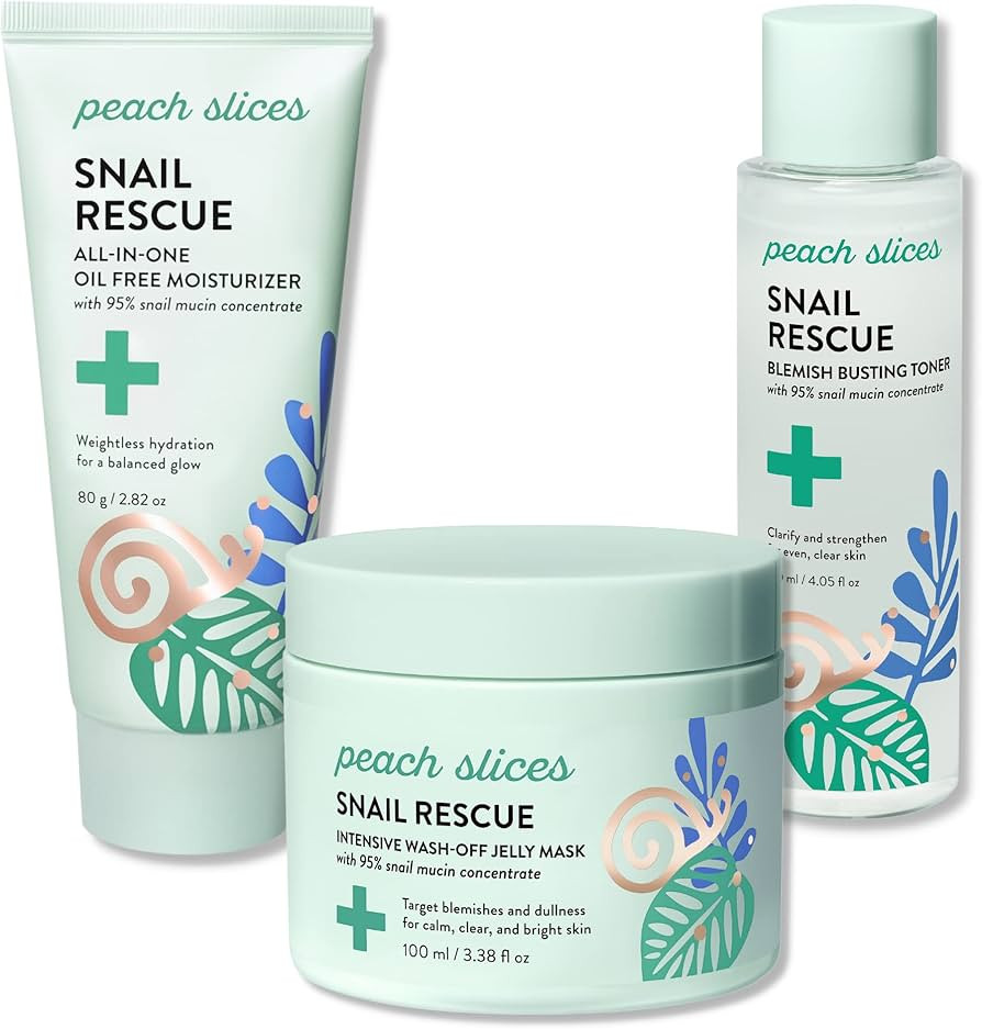 Peach Slices Snail Rescue Bundle | Blemish Busting Toner, Oil-Free Moisturizer & Wash-Off Mask | ... | Amazon (US)