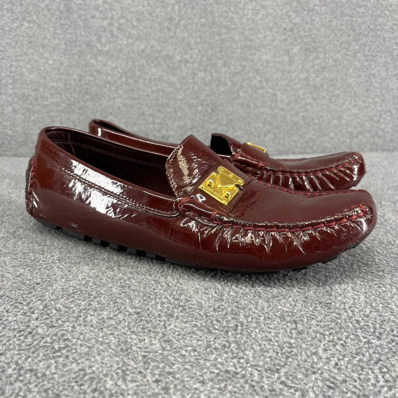 Louis Vuitton Women's Loafers - Burgundy/Gold - US 7.5 | Depop US