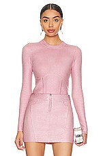 NBD Talya Metallic Coated Sweater in Pink from Revolve.com | Revolve Clothing (Global)