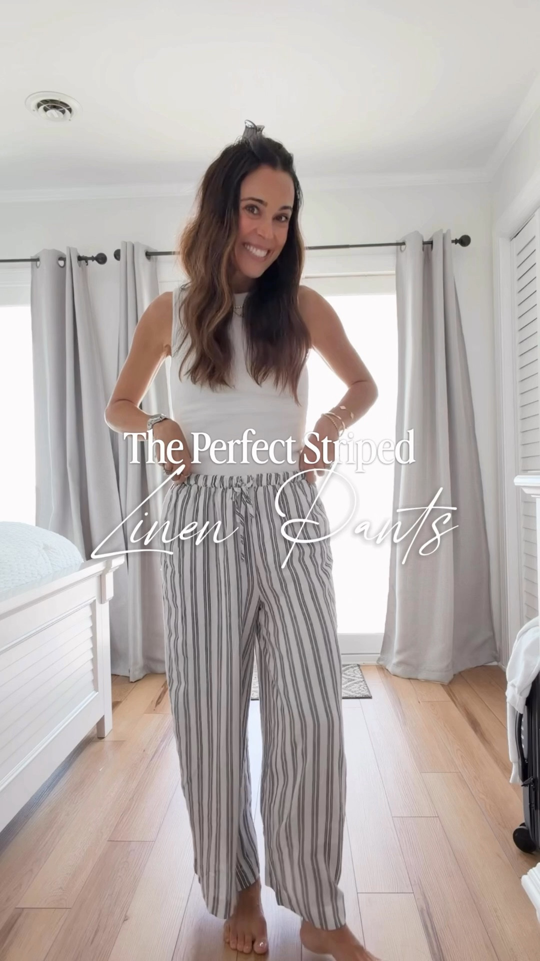 Perfect linen pants for another day at the beach 🙌🏻 also fyi I’ve been living in these sandals and they’re like clouds!! 

#LTKOver40 #LTKTravel #LTKmomlife