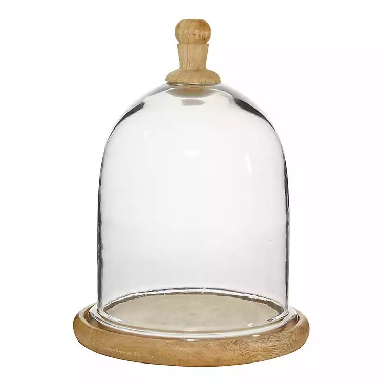 Farmhouse Wood and Glass Dome Cloche, 11 in. | Kirkland's Home