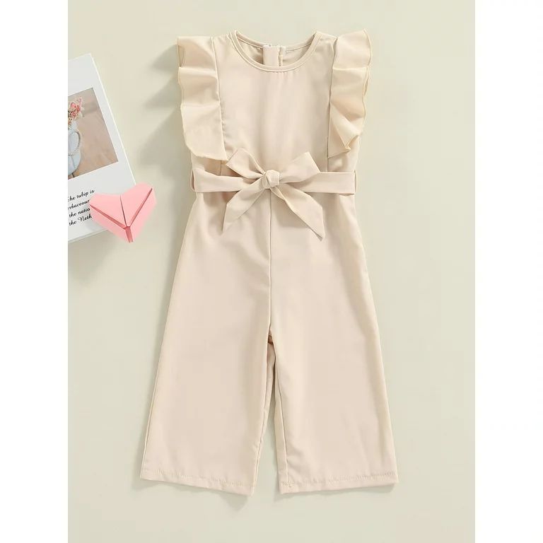 TheFound Toddler Baby Girl Solid Color Sleeveless Ruffle Romper Jumpsuit 1T 2T 3T 4T 5T 6T Summer... | Walmart (US)