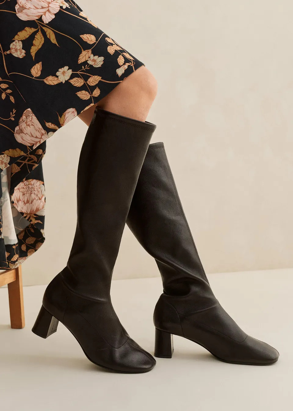 Knee High Stretch Leather Boot | ME+EM US