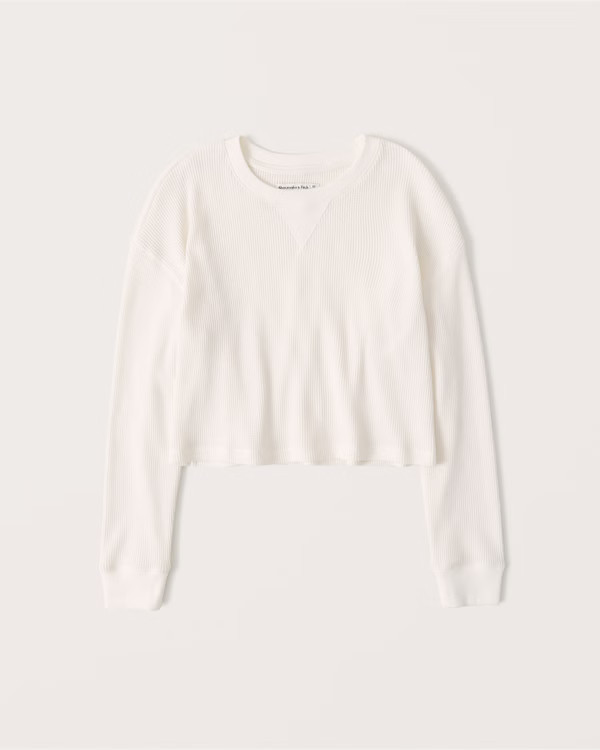 Long-Sleeve Waffle Relaxed Tee | Abercrombie & Fitch (US)