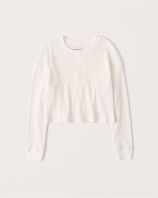 Long-Sleeve Waffle Relaxed Tee | Abercrombie & Fitch (US)