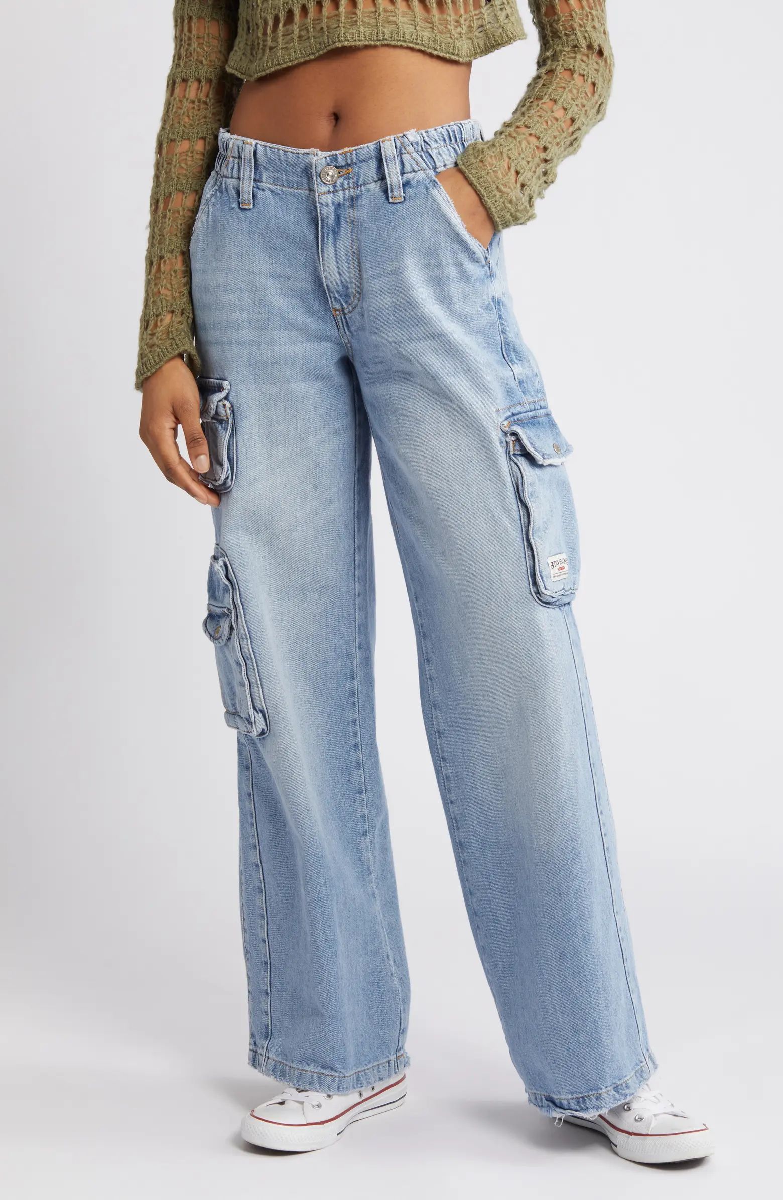 Y2K Cyber Distressed Cargo Jeans | Nordstrom