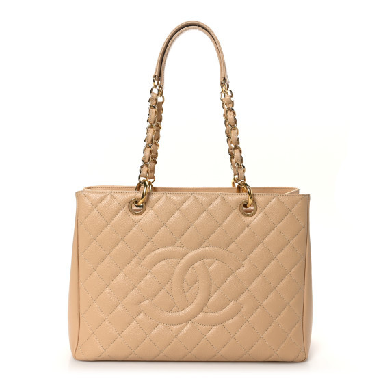 Caviar Quilted Grand Shopping Tote GST Beige | FASHIONPHILE (US)