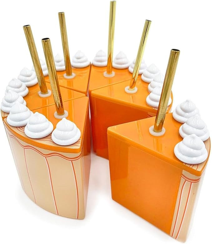 Packed Party Piece of Cake Sipper Cups; Reusable Decoration Tumblers with Straws; Great for Adult... | Amazon (US)