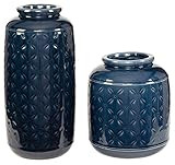 Signature Design by Ashley Marenda Ceramic 2 Piece Indoor & Outdoor Vase Set, Blue | Amazon (US)