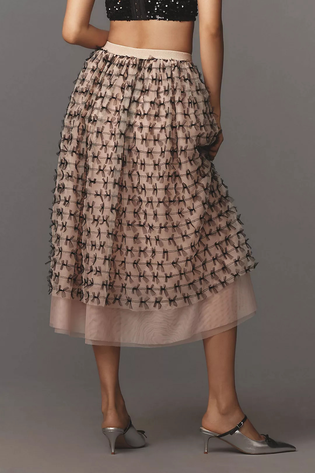 Maeve All-Over Bow Tulle Midi Skirt | Anthropologie (US)