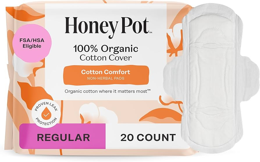The Honey Pot Company - Sanitary Pads for Women - Non-Herbal Regular Flow w/Wings - Organic Cotto... | Amazon (US)