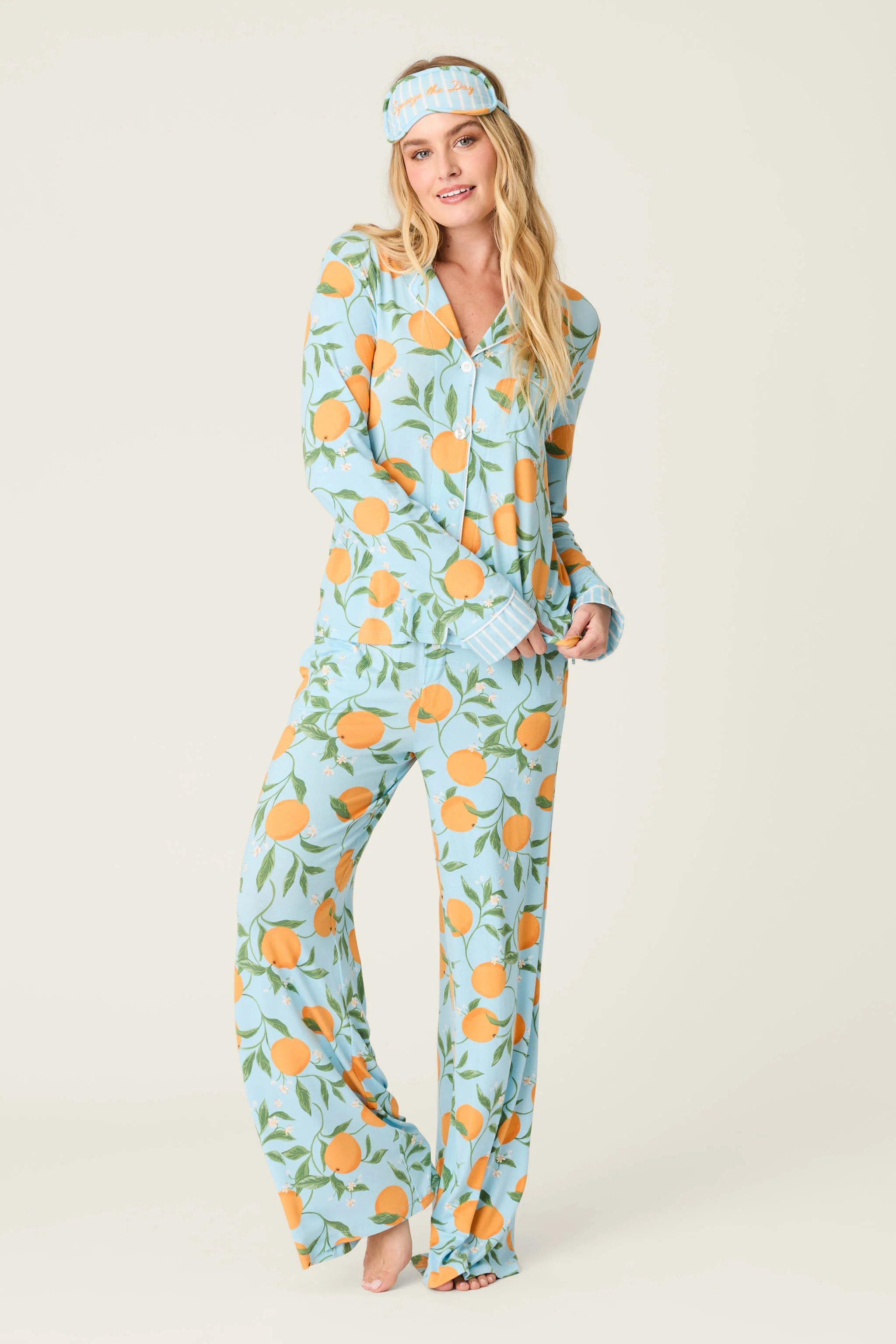 Citrus Dreams Morning Squeeze Long 3-Piece PJ Set | PJ Salvage