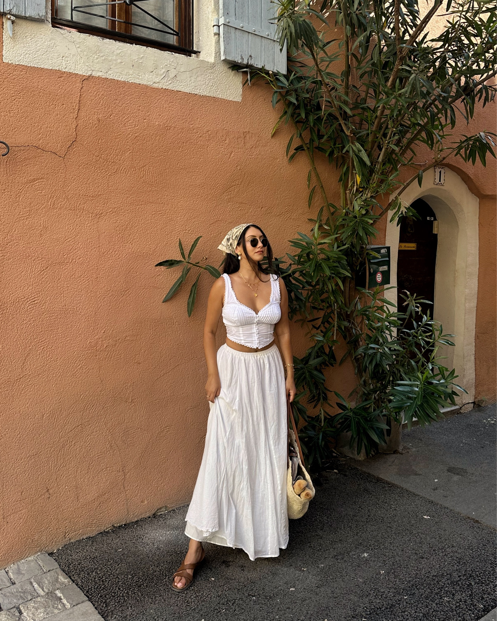 An all white European cottagecore summer aesthetic co ord outfit 