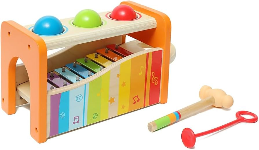 Hape Pound & Tap Bench with Slide Out Xylophone - Award Winning Durable Wooden Musical Pounding T... | Amazon (US)