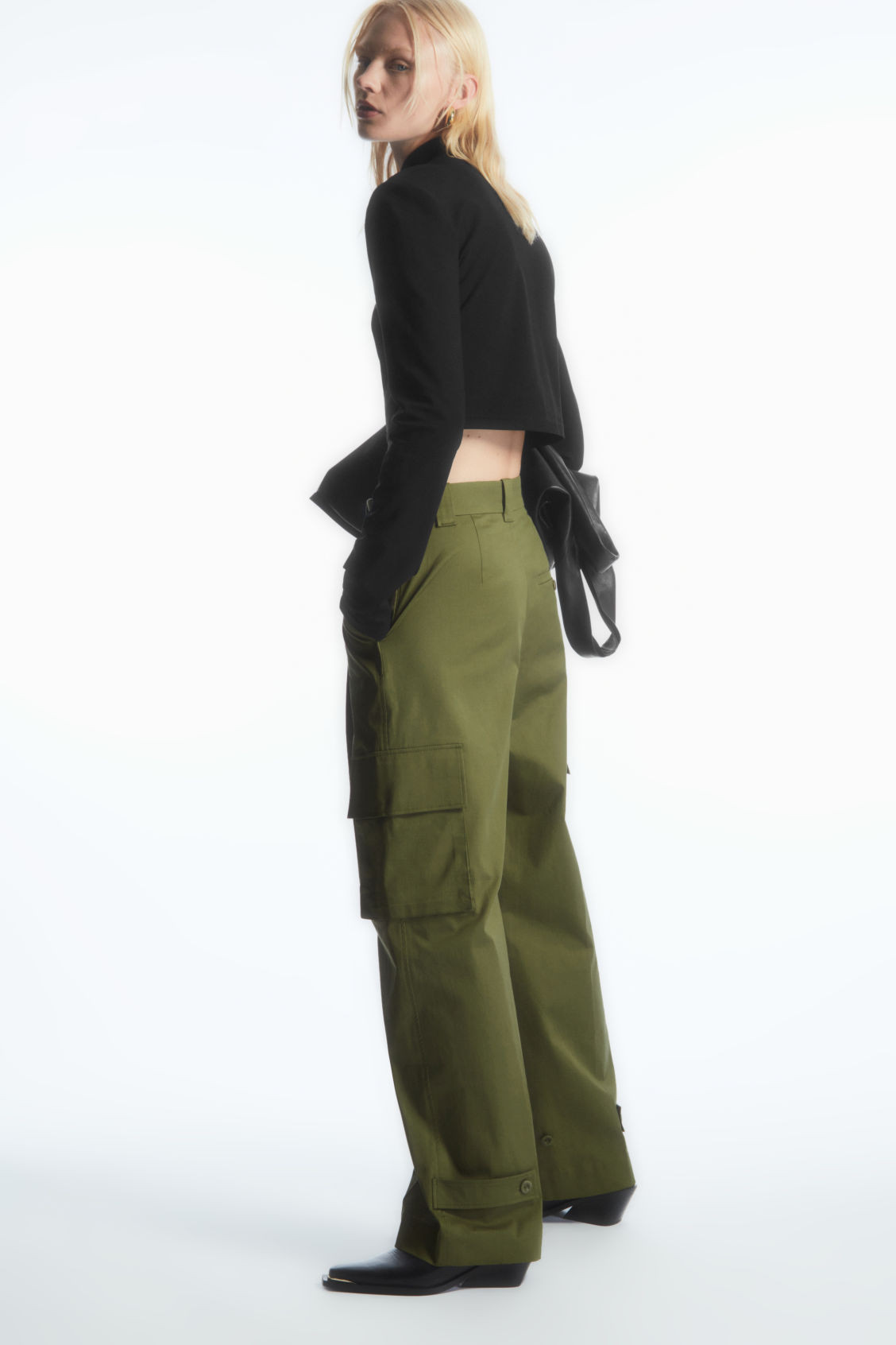 WIDE-LEG CARGO TROUSERS - KHAKI - COS | COS UK