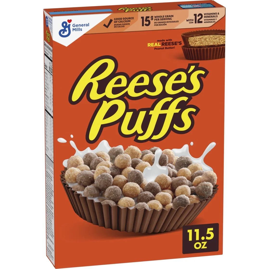 REESE'S PUFFS Breakfast Cereal, Chocolatey Peanut Butter Cereal, 11.5 oz - Walmart.com | Walmart (US)