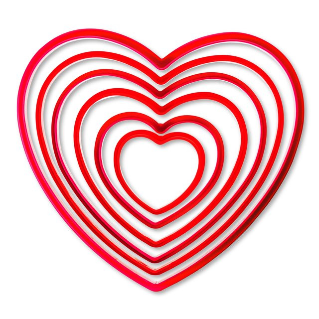 Valentine's Day Pink Heart Plastic Cookie Cutter Set, 6 Pieces, by Way To Celebrate - Walmart.com | Walmart (US)