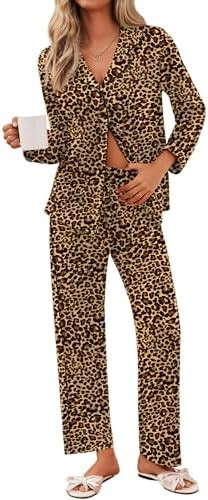 Ekouaer Pajamas For Women Set Button Down Sleepwear Long Pj Pant Lounge Set | 2 Pieces,Long Sleev... | Amazon (US)
