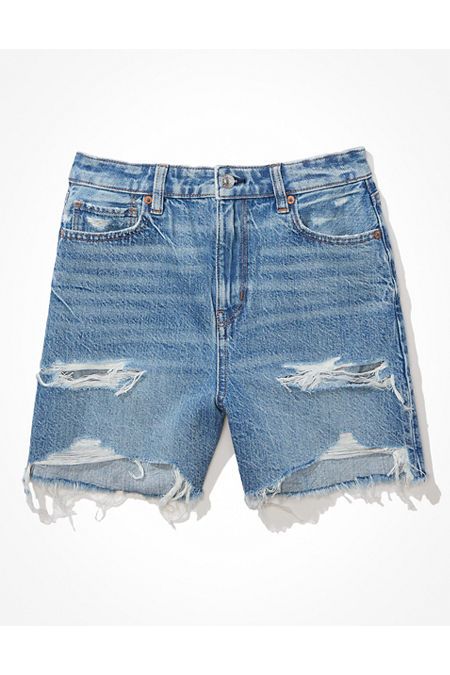 AE Ripped Denim Baggy Mom Shorts | American Eagle Outfitters (US & CA)
