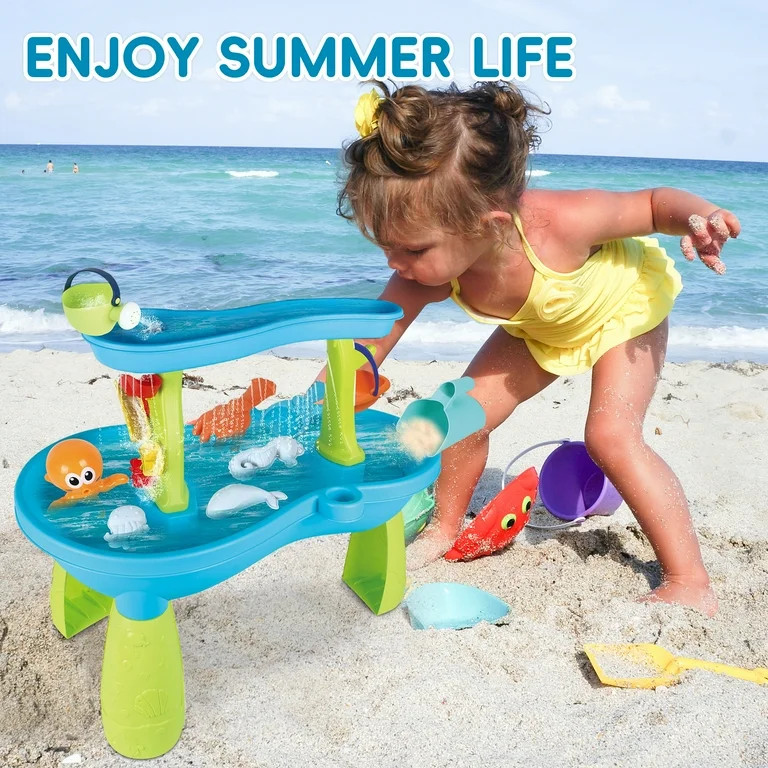 Splash Pond Toddler Water Table, Outdoor Kids Water Sensory Table, 8Pcs Water Toy Accessories | Walmart (US)