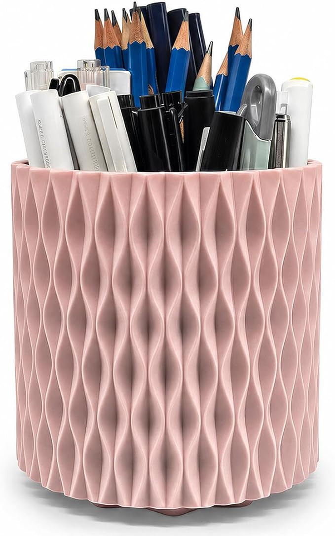 Lebenrich Rotating Pencil Holder for Desk, 5 Slots Unique Pink Organizer Easthetic Desktop Suppli... | Amazon (US)
