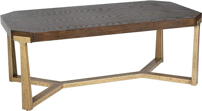 Savonnerie Furniture Modern Metal Tube Base Coffee Table, Oak Venner (Brown+Golden, 42'' Octagon ... | Amazon (US)
