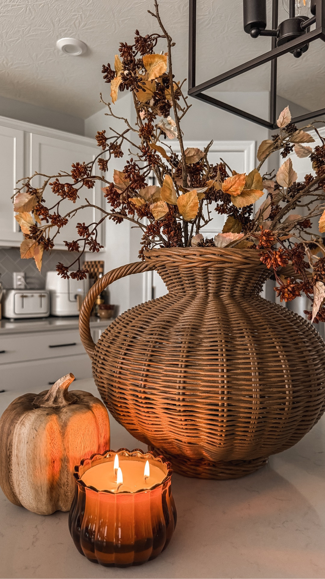 Simple, yet still warm & cozy. I still need & want our kitchen island to be functional. You start adding too many things in & it just looks cluttered in my opinion. 

Right now, the vase & stems are both ON SALE! More fall kitchen styling to come!

Fall decor, fall styling, kitchen styling, counter styling, kitchen decor, vase styling, table styling, seasonal decor

#LTKHome #LTKSeasonal #LTKSaleAlert