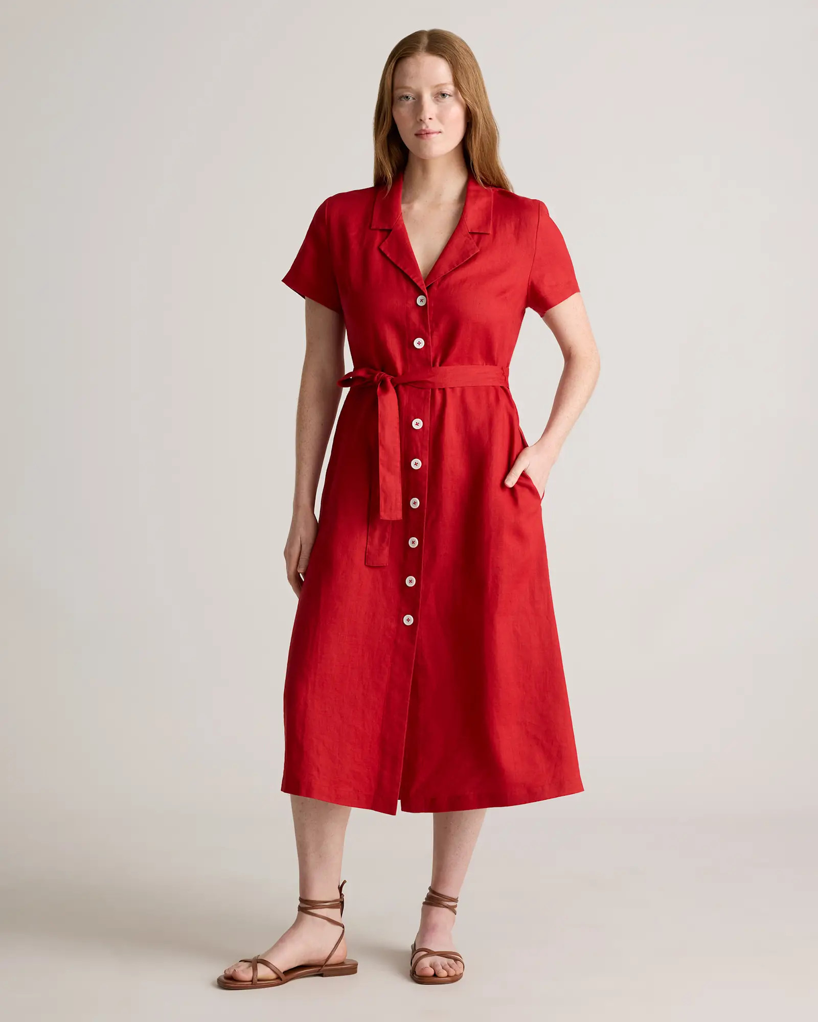 100% European Linen Button Front Dress in Chile | Quince