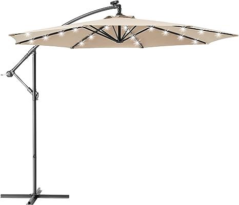 Ralawen 10 Ft Solar Patio Offset Umbrella Cantilever Umbrella LED Lighted Hanging Market Umbrella... | Amazon (US)