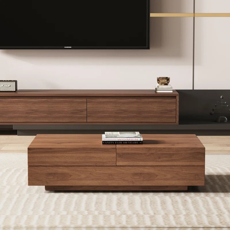 Ravinder Living room coffee table (with storage function), modern living room furniture, Brown | Wayfair North America