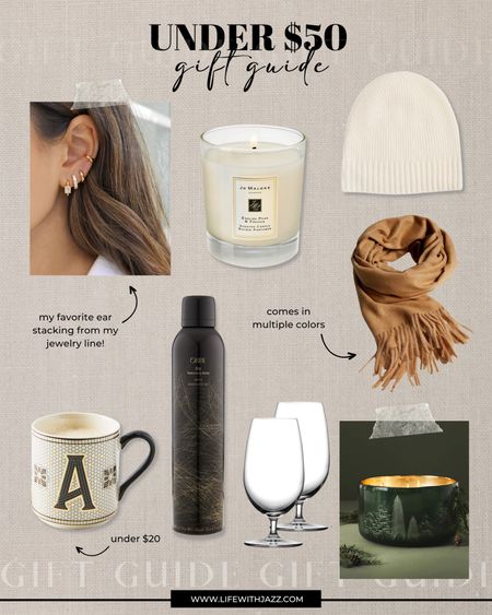 Holiday gift guide under $50! 

Soft versatile scarf 
Sophiya jewelry earrings 
Cashmere beanie 
Unique Anthropologie candle 
Jo Malone candle 
Set of beer glasses 
Texturizing spray 
Pretty monogrammed mug 

Christmas presents / gift guide 


#LTKGiftGuide #LTKHoliday #LTKunder50