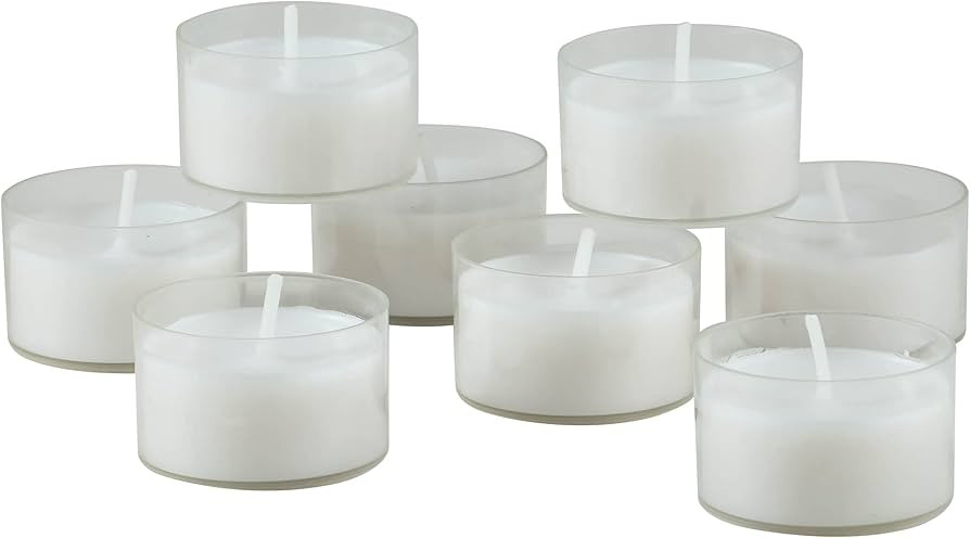 Stonebriar 48 Count White Unscented Smokeless Long Burning Clear Cup Tea Light Candles with 6 to ... | Amazon (US)