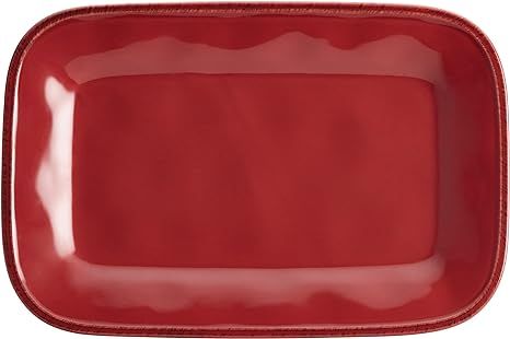 Rachael Ray Cucina Dinnerware 8-Inch x 12-Inch Stoneware Rectangular Platter, Cranberry Red - | Amazon (US)