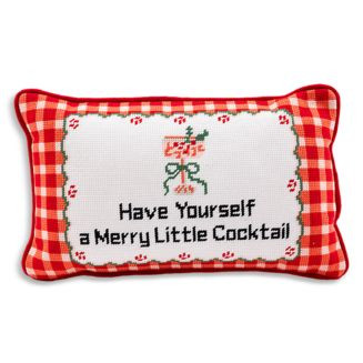 Furbish Studio Merry Little Cocktail Needlepoint Pillow  | Bloomingdale's Home | Bloomingdale's (US)