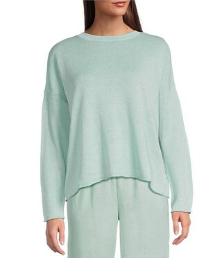 Eileen Fisher Organic Linen Cotton Cord Crew Neck Long Sleeve Top | Dillard's | Dillard's