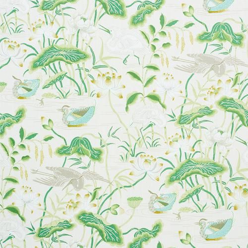 Schumacher Lotus Garden Leaf Fabric | DecoratorsBest | DecoratorsBest