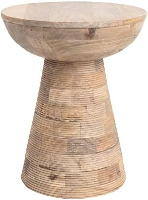 Bloomingville Hand-Carved Mango Wood Stool Accent Table, 15" L x 15" W x 17" H, Natural | Amazon (US)