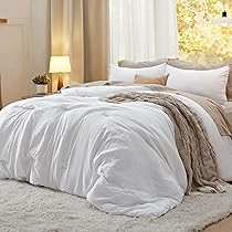 Bedsure California King Comforter Set, White Soft Prewashed Bed Comforter for All Seasons, 3 Pieces Warm Bedding Sets, 1 Lightweight Comforter (104"x96") and 2 Pillowcases (20"x36") | Amazon (US)