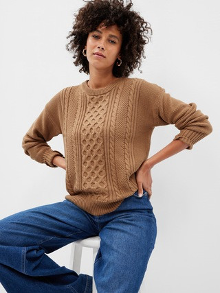 Cable-Knit Crewneck Sweater | Gap Factory