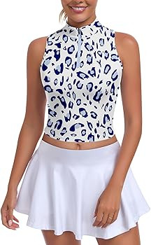 WOWENY Cropped Golf Shirts for Women Sleeveless Polo Tennis Top Athletic Workout Tank Tops Pickle... | Amazon (US)