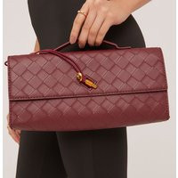 Tori Woven Detail Rectangle Shaped Clutch Bag In Burgundy Faux Leather, Women's Size UK One Size | EGO (UK)